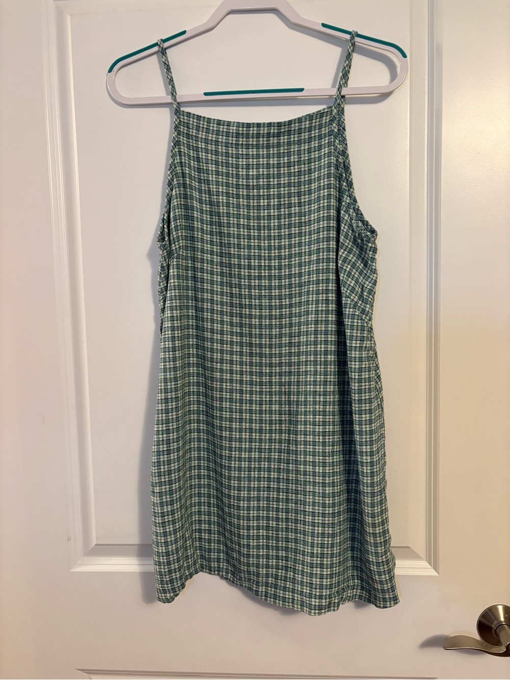 Old Navy | Green Plaid | Linen Blend Mini Dress | Cottagecore Summer Casual